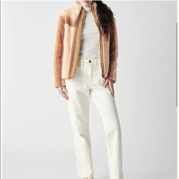 Faherty Apres Dream Full Zip Lined Sherpa Fleece Jacket - Tan, Chevron Stripe - Picture 4 of 12